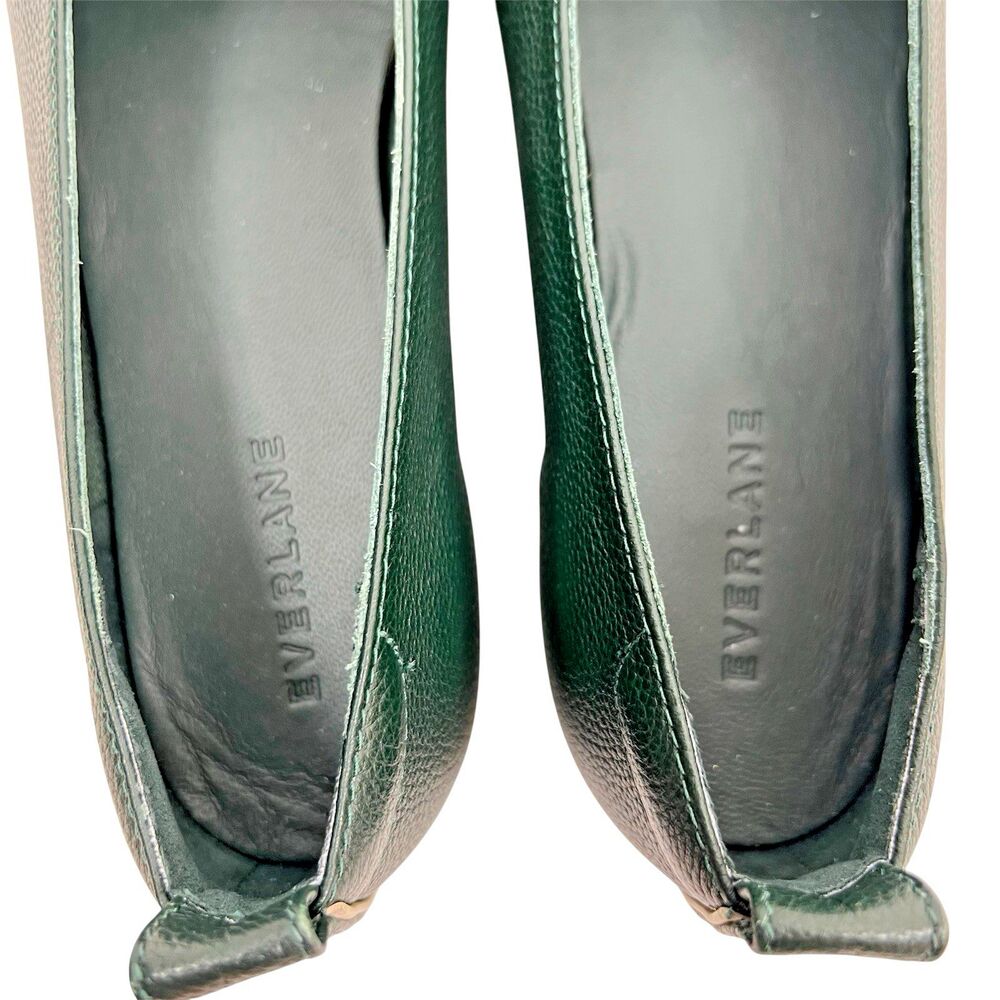 Everlane The Italian Leather Day Glove Flats Womens Size 8 Dark Green Shoes - Picture 8 of 14
